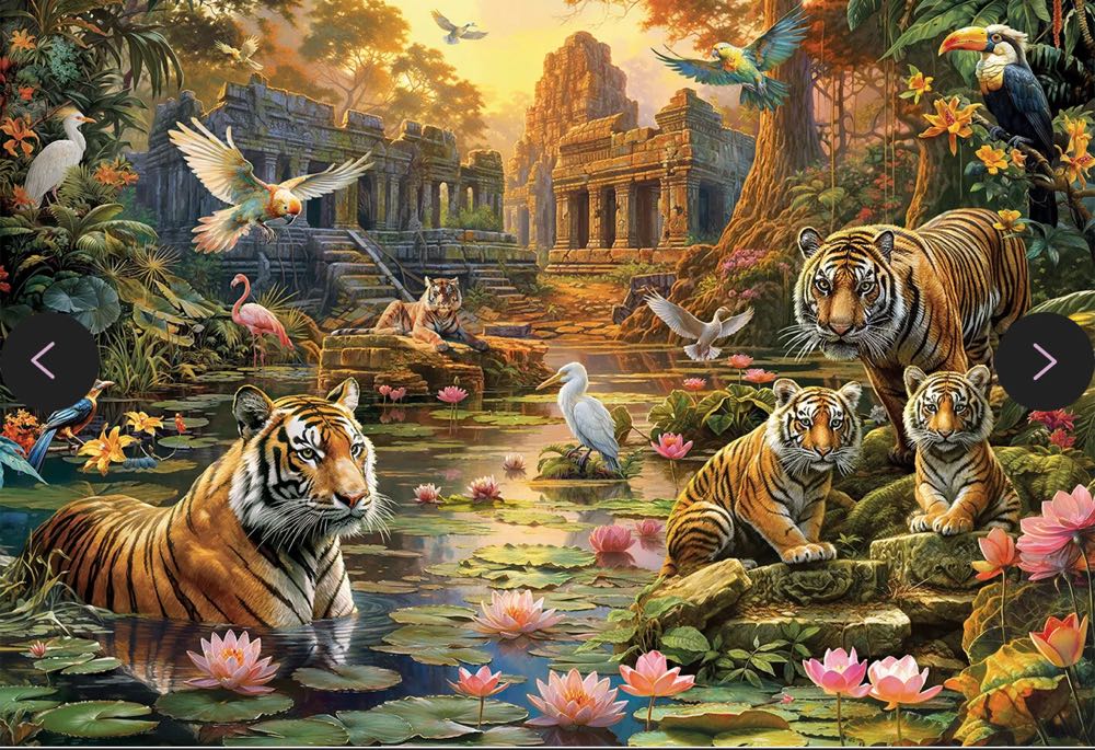 Tigers by the Lake at Sunset - Wentworth Wooden Puzzles puzzle collectible - Main Image 2