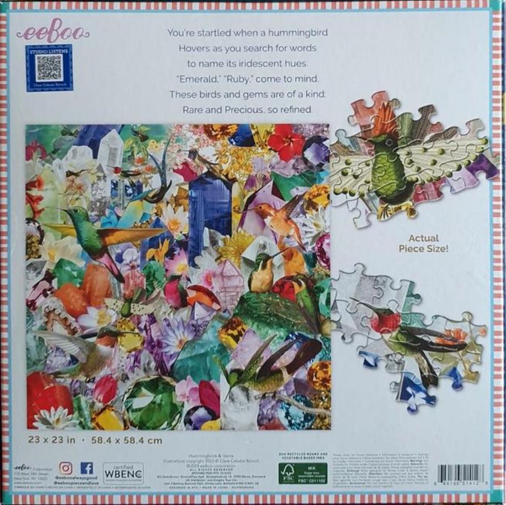 Hummingbirds And Gems 🐦 (Tamara lenen) - Eeboo puzzle collectible [Barcode 0689196514128] - Main Image 2