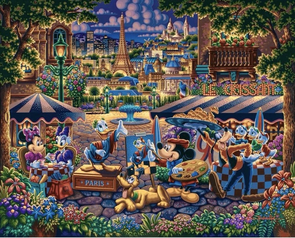 Mickey & Friends : Painting in Paris 🆕 - Dowdle Folk Art puzzle collectible [Barcode 671095004770] - Main Image 2