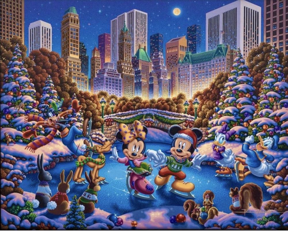 Mickey & Friends : Skating in Central Park 🆕 - Dowdle Folk Art puzzle collectible [Barcode 671095004763] - Main Image 2