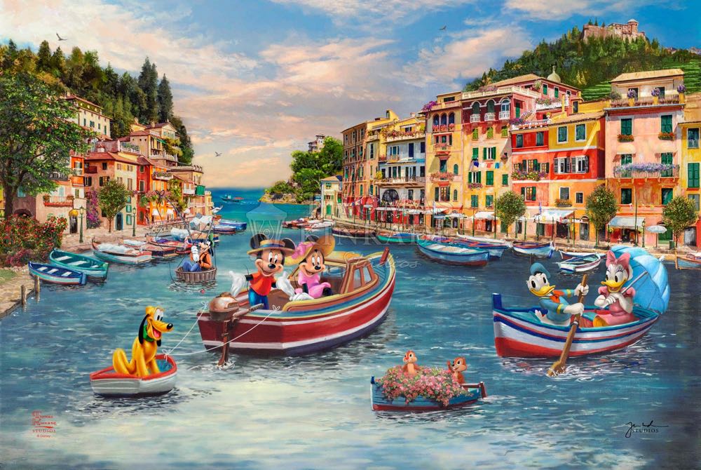 Thomas Kinkade: Mickey & Minnie in Italy - Ceaco Disney puzzle collectible - Main Image 2