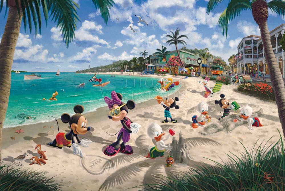 Thomas Kinkade: Mickey & Minnie In Florida - Ceaco Disney puzzle collectible [Barcode 021081890038] - Main Image 2