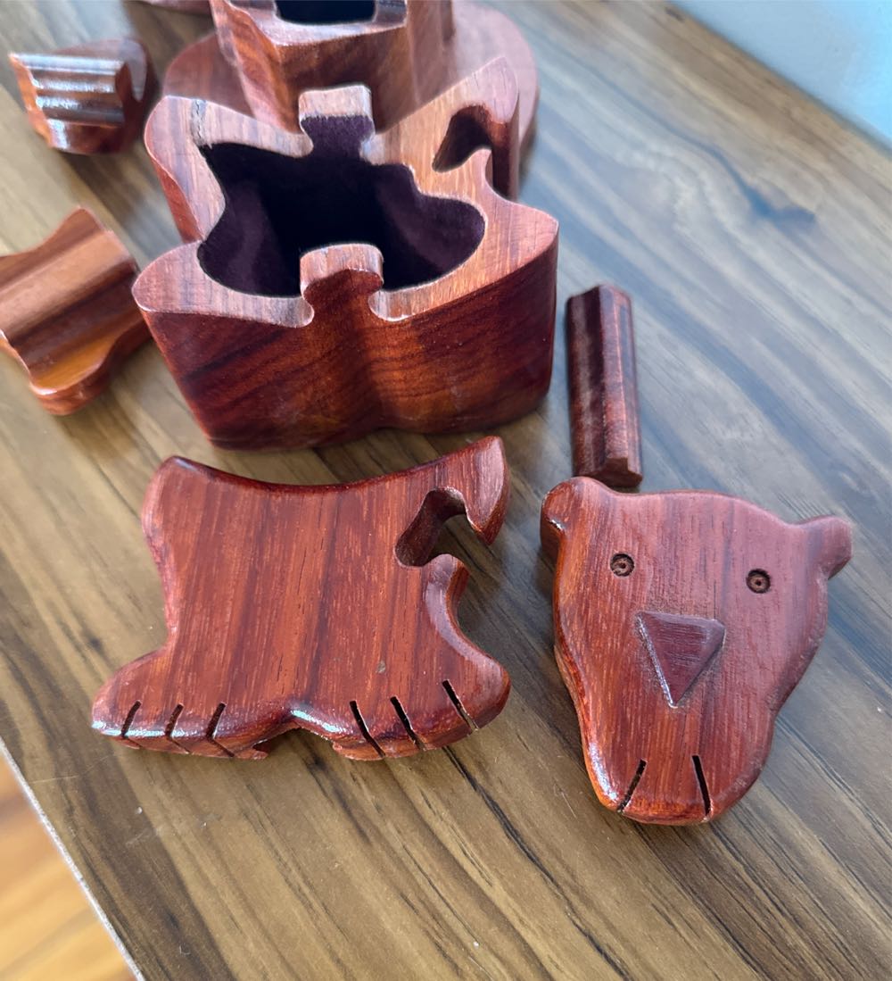 Vintage Wooden Lion Puzzle Trinket Box   puzzle collectible - Main Image 5