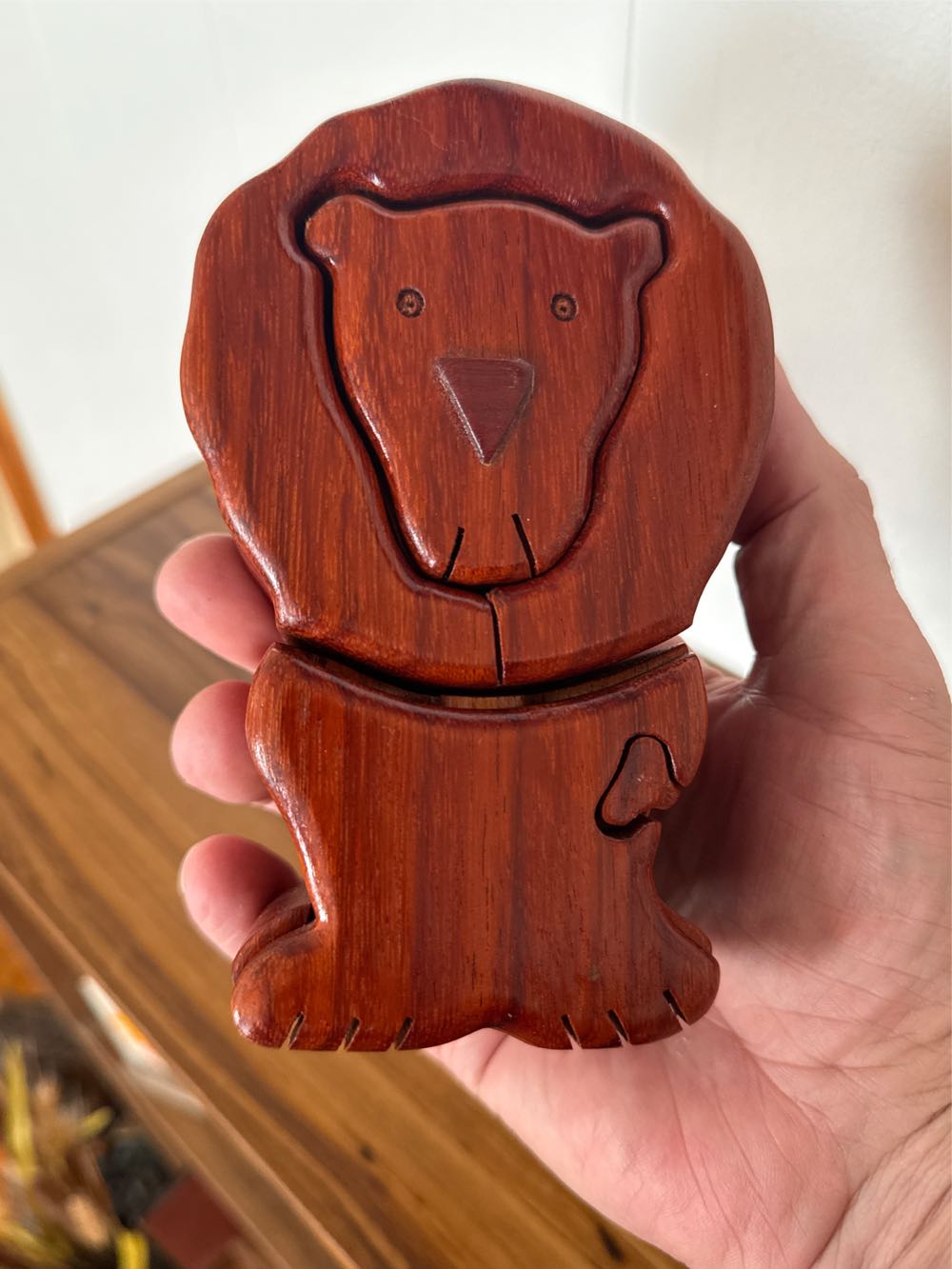 Vintage Wooden Lion Puzzle Trinket Box   puzzle collectible - Main Image 8