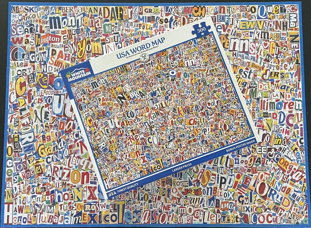 USA Word Map - 1056, 4/9/26 - White Mountain puzzle collectible [Barcode 724819270163] - Main Image 4