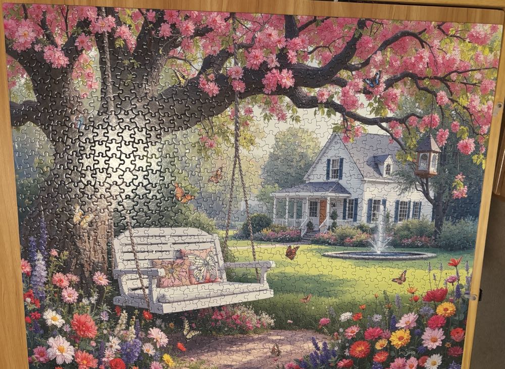 TRADED-Under Pink Blooms-Chs - White Mountain Puzzles puzzle collectible [Barcode 724819270071] - Main Image 4