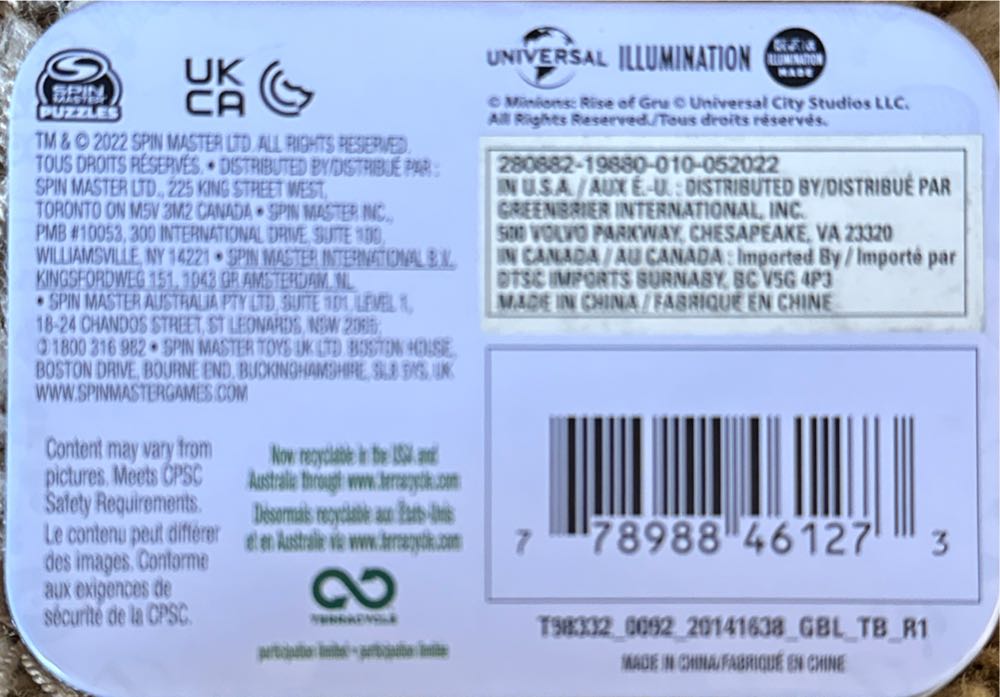 Minions The Rise Of Gru 48 Piece Mini Puzzle In Tin 5” X 7” Puzzle  puzzle collectible [Barcode 778988461273] - Main Image 2