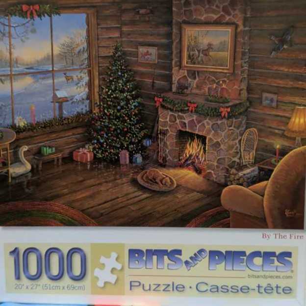Bits And Pieces By The Fire Christmas Cabin Piece Jigsaw  puzzle collectible [Barcode 704812105631] - Main Image 2