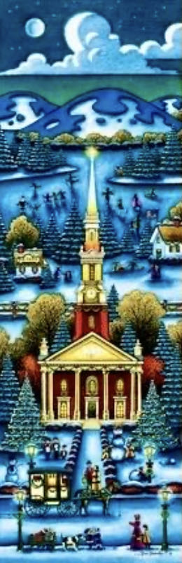 New England Church : Winter - Dowdle Folk Art puzzle collectible [Barcode 671095053006] - Main Image 2