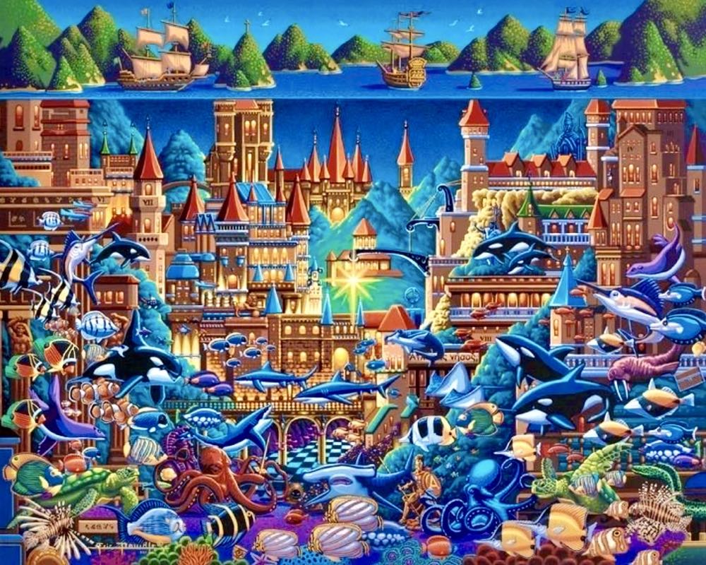 Atlantis - Dowdle Folk Art puzzle collectible [Barcode 671095003940] - Main Image 2