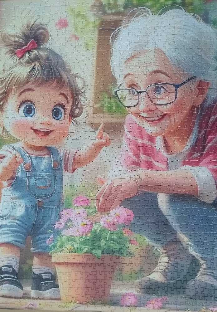Grandma & Granddaughter Gardening - Tucocoo puzzle collectible - Main Image 2