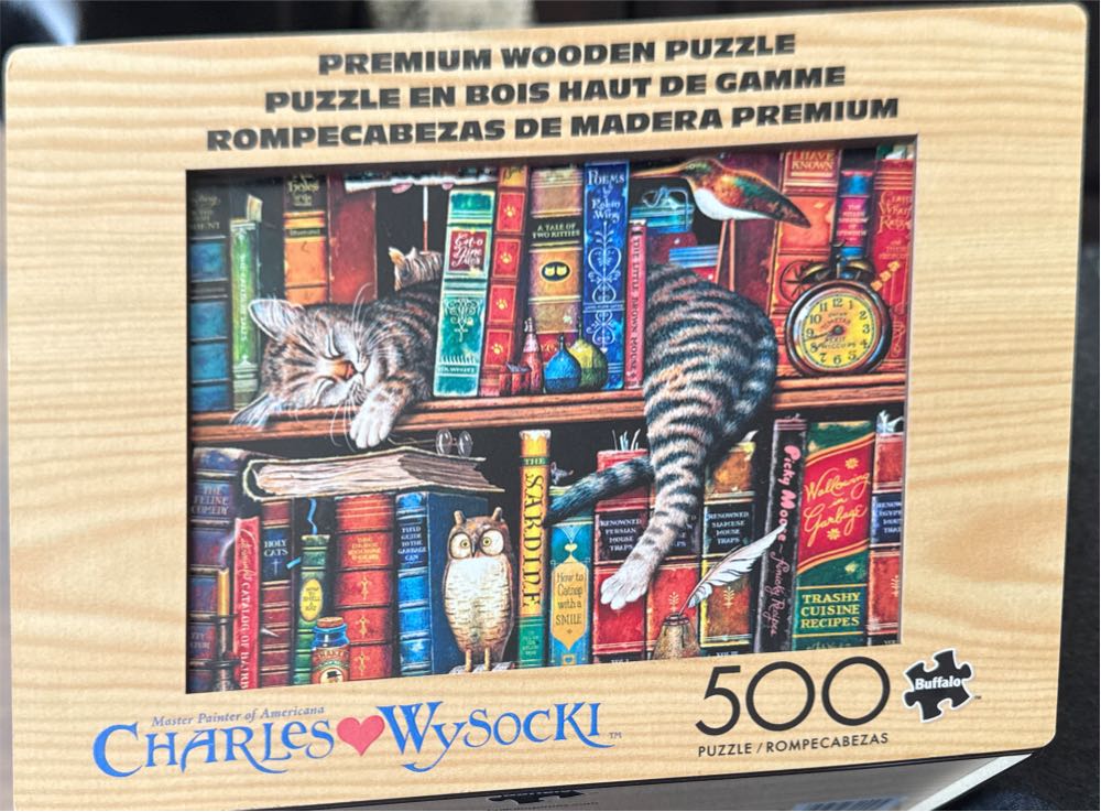 Buffalo Games 500 Piece Wooden Jigsaw Puzzle Charles Wysocki Frederick The Literate Unique Shaped Pieces Giftable Wooden Box Fabric Bag Full Size Poster Ages 14  puzzle collectible [Barcode 079346340095] - Main Image 2