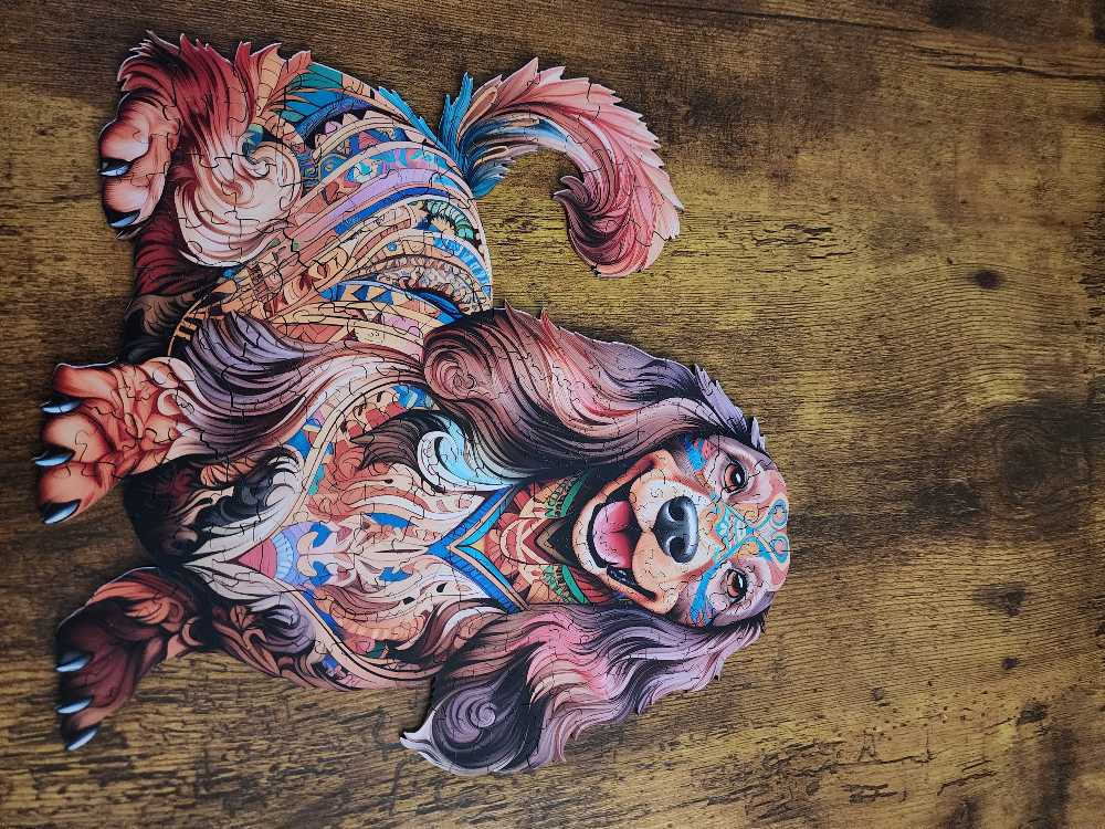 Wooden-Long-Haired Dachshund  puzzle collectible - Main Image 2