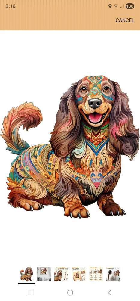 Wooden-Long-Haired Dachshund  puzzle collectible - Main Image 3