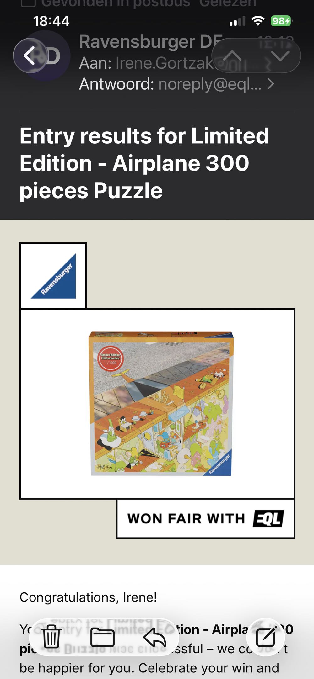 Airplane 0781 van 1000 🟦🇨🇦 - Ravensburger puzzle collectible [Barcode 4005555020325] - Main Image 3