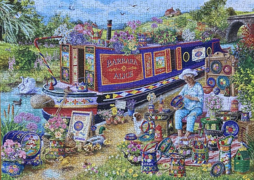 Canal Boat Blooms (Sas Lenen) - Gibsons puzzle collectible [Barcode 5012269064568] - Main Image 3