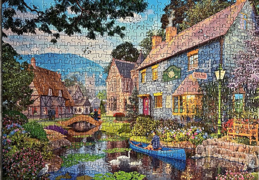 Gibsons Tea On The River 500 Piece Jigsaw Puzzle For Adults & Teens Colourful Countryside Village Scene Nostalgic Gift Thickest 100% Recycled Board Premium Puzzle By Gibsons Games - Gibson’s puzzle collectible [Barcode 5012269031713] - Main Image 2