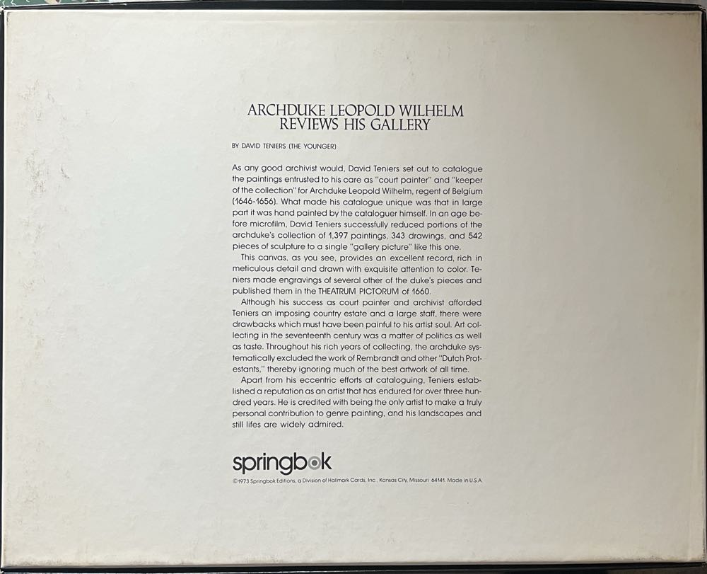 Archduke Leopold Wilhelm Reviews His Gallery - Springbok puzzle collectible - Main Image 2