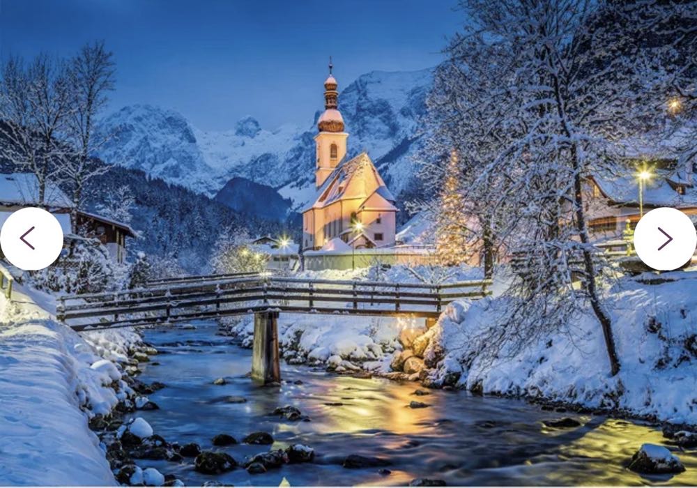 Church Of Ramsau In Winter Twilight, Bavaria, Germany - Wentworth Wooden Puzzles 🇬🇧 puzzle collectible [Barcode 6050265408602] - Main Image 2