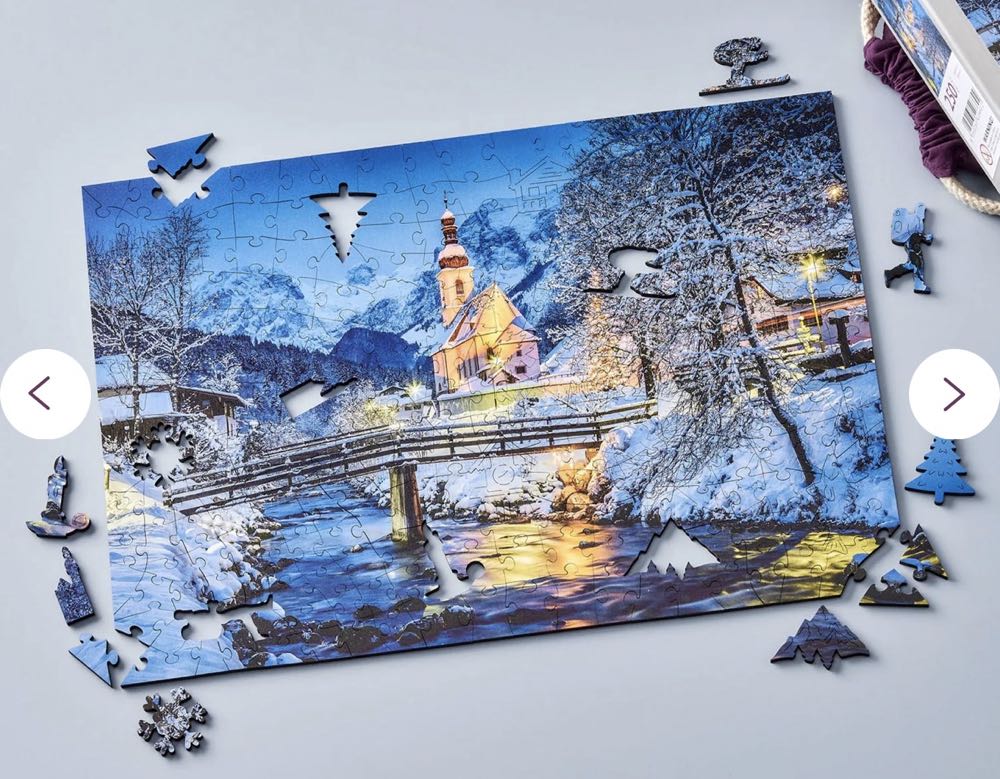 Church Of Ramsau In Winter Twilight, Bavaria, Germany - Wentworth Wooden Puzzles 🇬🇧 puzzle collectible [Barcode 6050265408602] - Main Image 3