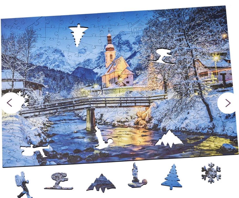 Church Of Ramsau In Winter Twilight, Bavaria, Germany - Wentworth Wooden Puzzles 🇬🇧 puzzle collectible [Barcode 6050265408602] - Main Image 4