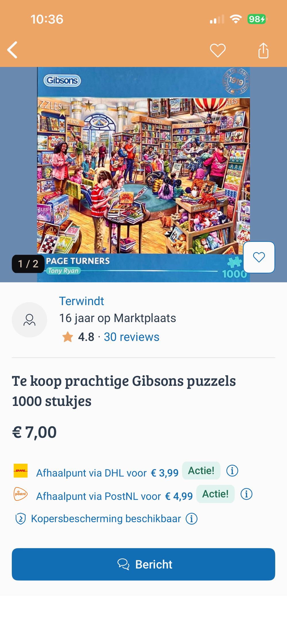 Page Turners (Saskia Lenen) - Gibsons puzzle collectible [Barcode 5012269064537] - Main Image 4