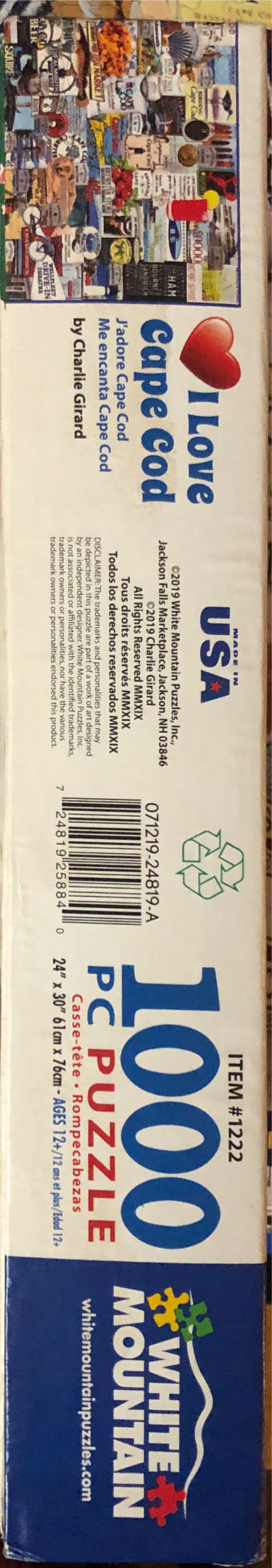 I Love Cape Cod - White Mountain puzzle collectible [Barcode 724819258840] - Main Image 4