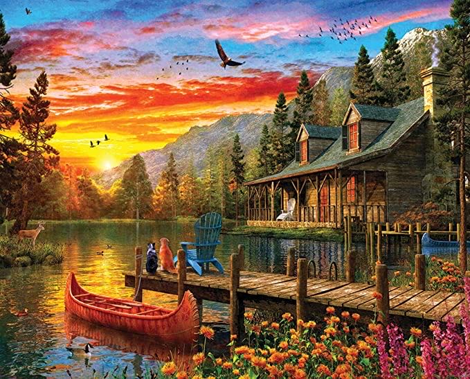 Cabin Evening Sunset  - Springbok puzzle collectible [Barcode 091683108923] - Main Image 2