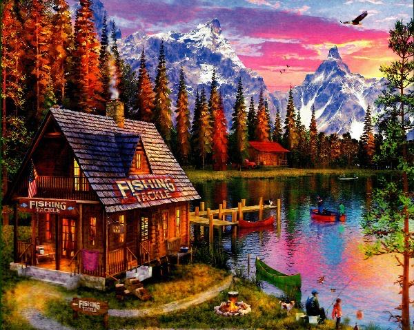 The Fishing Hut - From Cheryl - Vermont Christmas Company puzzle collectible - Main Image 2