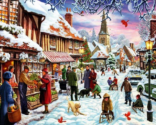 Winter Stroll - Vermont Christmas Company puzzle collectible - Main Image 2