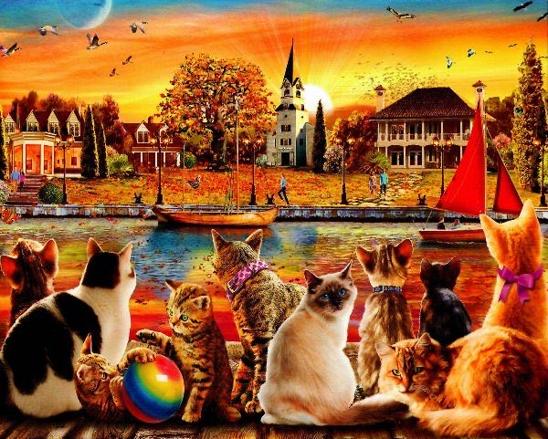 Dockside Cats - Vermont Christmas Company puzzle collectible - Main Image 2
