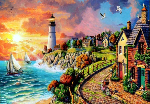 Sunsout: Lighthouse By The Sea - SunsOut puzzle collectible - Main Image 2