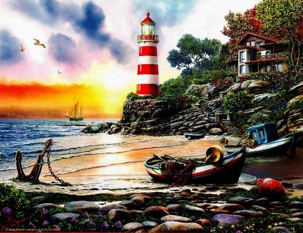Lighthouse Harbor - SunsOut puzzle collectible - Main Image 2