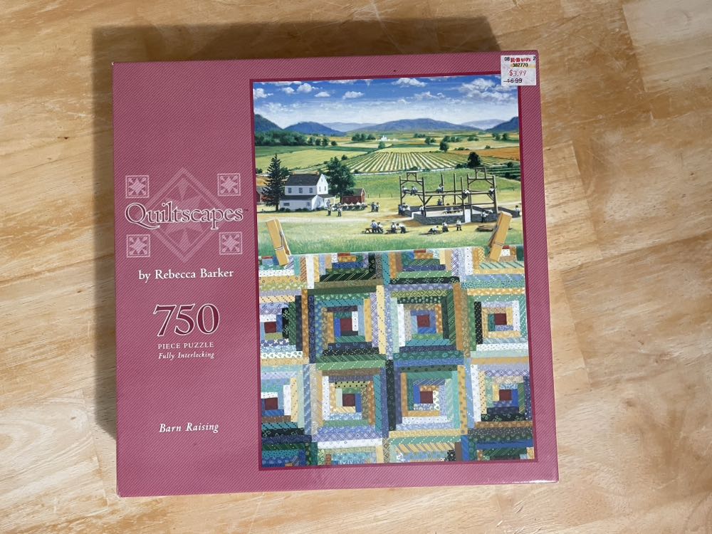 Quiltscapes- Barn Raising - Milton Bradley puzzle collectible [Barcode 076930490952] - Main Image 2