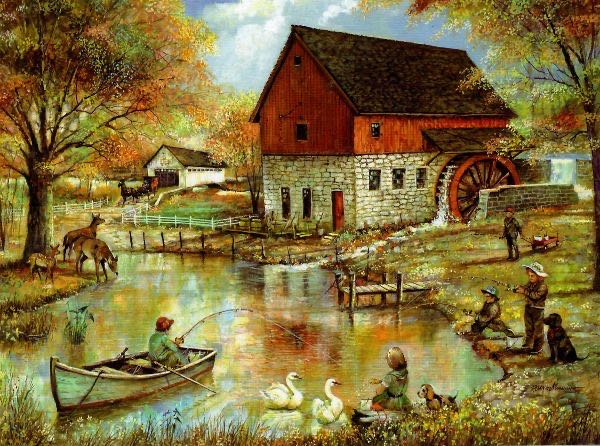 The Old Mill Pond - Bits And Pieces puzzle collectible - Main Image 2