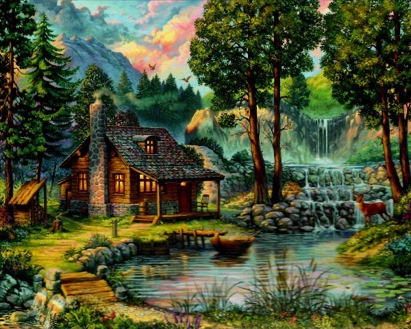 House By The Lake - Vermont Christmas Company puzzle collectible - Main Image 2