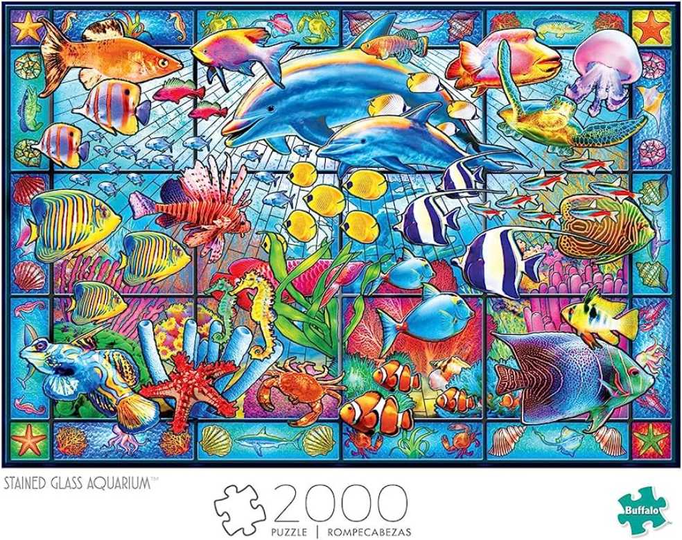 Stained Glass Aquarium - Buffalo Games puzzle collectible [Barcode 079346023073] - Main Image 2