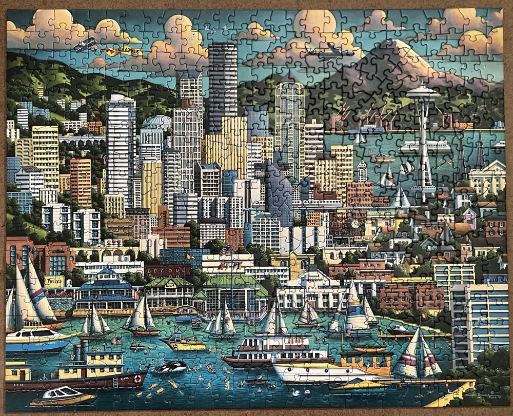 Seattle - Dowdle Folk Art 🇺🇸 puzzle collectible [Barcode 671095000499] - Main Image 2
