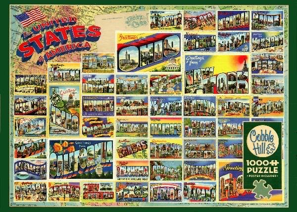 Vintage American Postcards - Cobble Hill puzzle collectible - Main Image 1