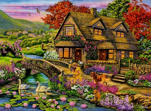 Swan Cottage ❤️ - Bits And Pieces puzzle collectible - Main Image 2