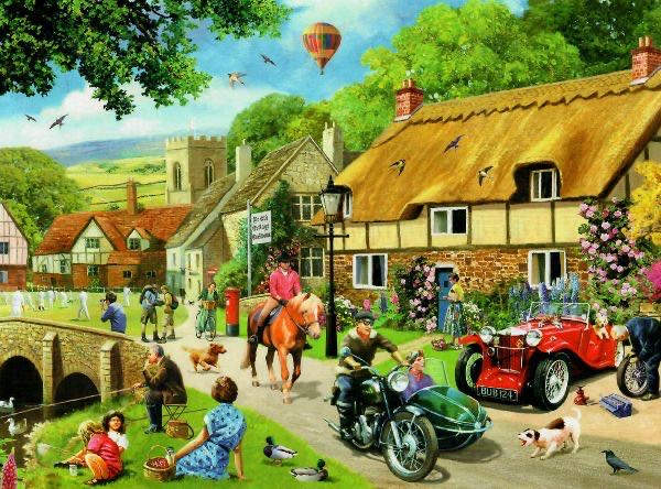 A Busy Day In The Village - Bits And Pieces puzzle collectible - Main Image 2