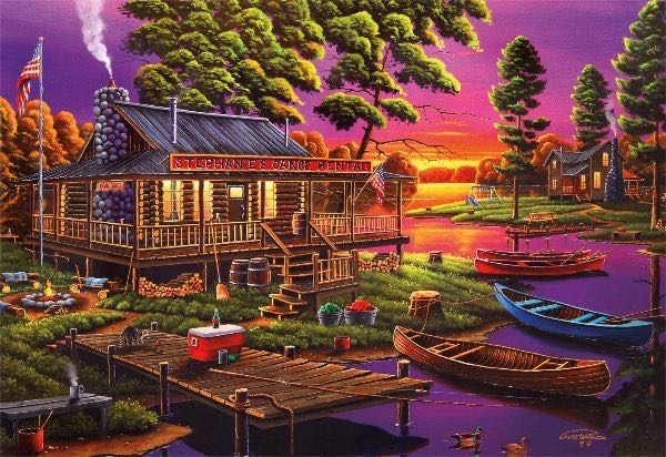 Geno Peoples: Stephanie’s Canoe Rental - Buffalo Games puzzle collectible - Main Image 2