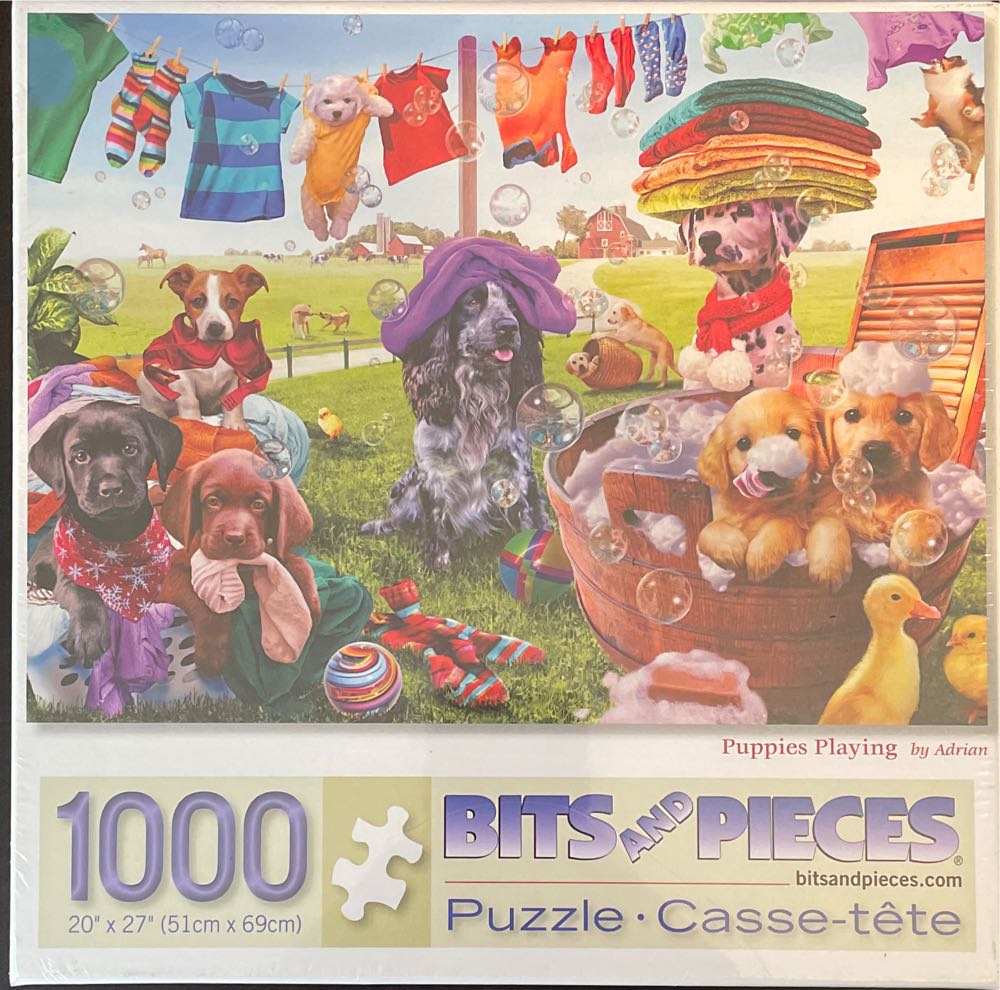 Puppies Playing  - Bits And Pieces puzzle collectible [Barcode 192949045287] - Main Image 2