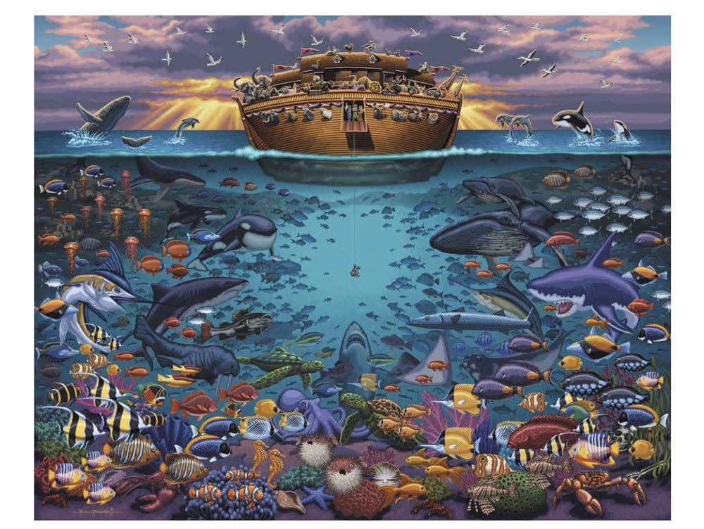 Noah’s Ark Under The Sea - Dowdle Folk Art puzzle collectible [Barcode 671095603041] - Main Image 2