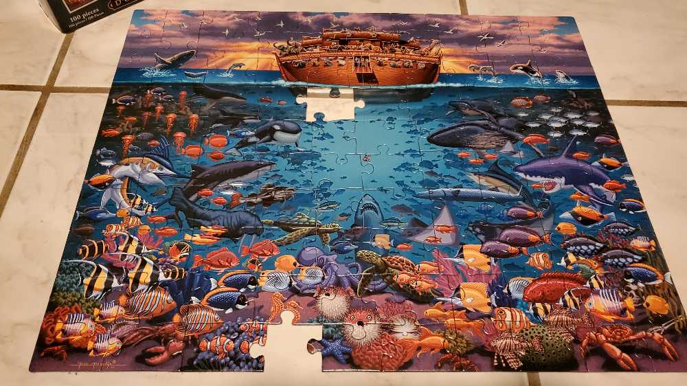 Noah’s Ark Under The Sea - Dowdle Folk Art puzzle collectible [Barcode 671095603041] - Main Image 3