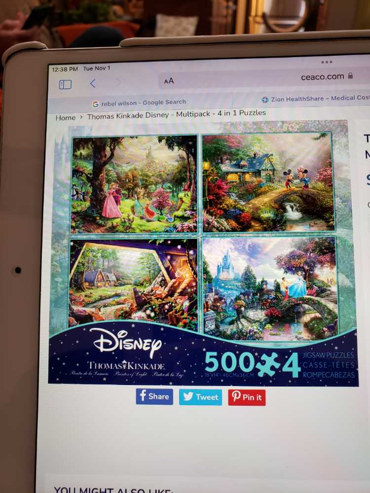 Disney Thomas Kinkade - 4 Pack - Ceaco puzzle collectible [Barcode 021081036740] - Main Image 2