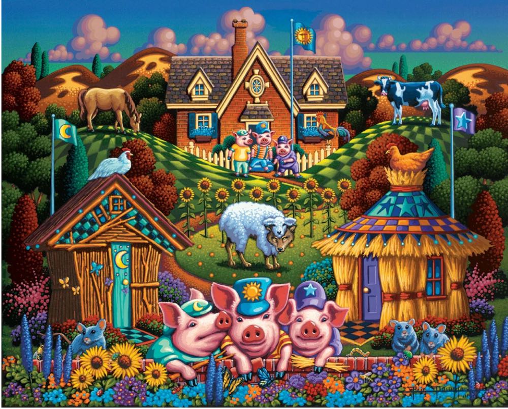 Three Little Pigs 🐷🐽🐖 - Dowdle 🇺🇸 puzzle collectible [Barcode 671095004787] - Main Image 2