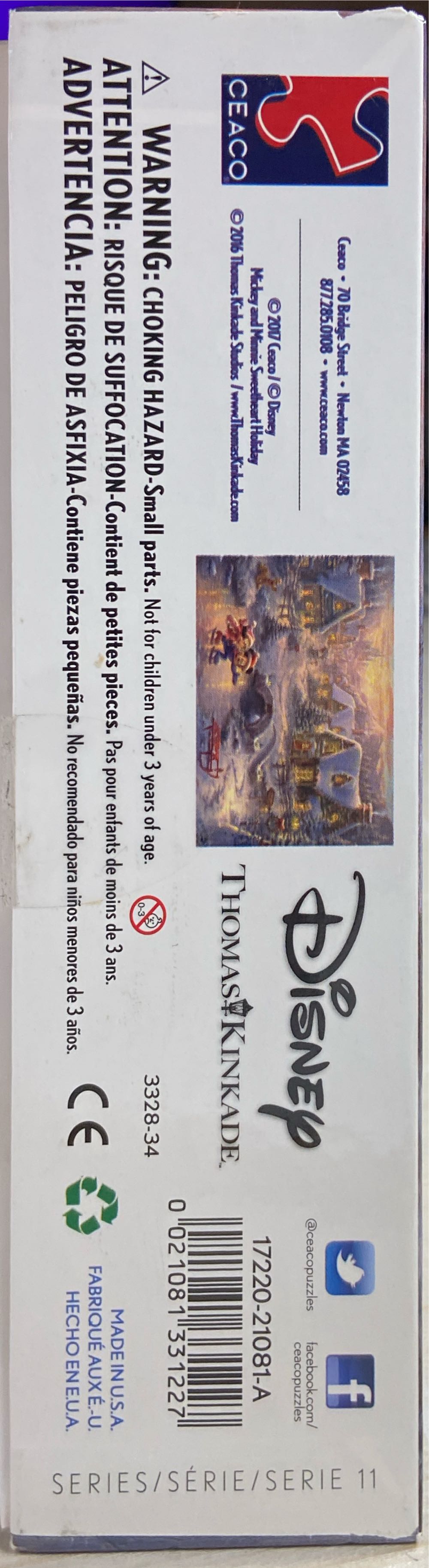 Thomas Kinkade: Mickey And Minnie Sweetheart Holiday - Ceaco puzzle collectible [Barcode 021081331227] - Main Image 3