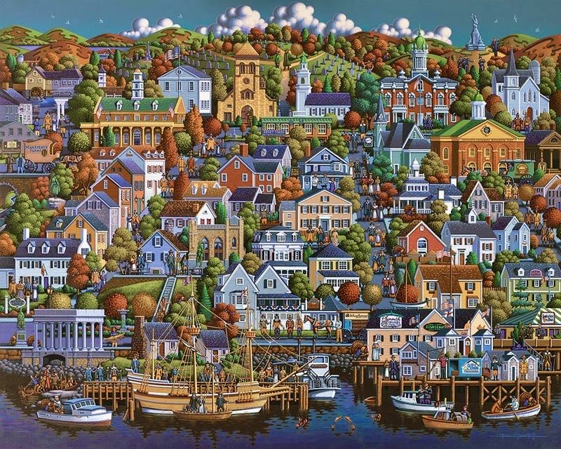 Plymouth 💢 - Dowdle Folk Art puzzle collectible [Barcode 671095402903] - Main Image 2