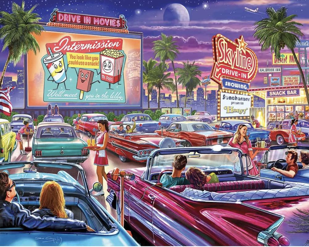 Drive-In Movies-SOLD - White Mountain puzzle collectible [Barcode 724819263004] - Main Image 2